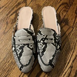 Jcrew snake skin loafer slides